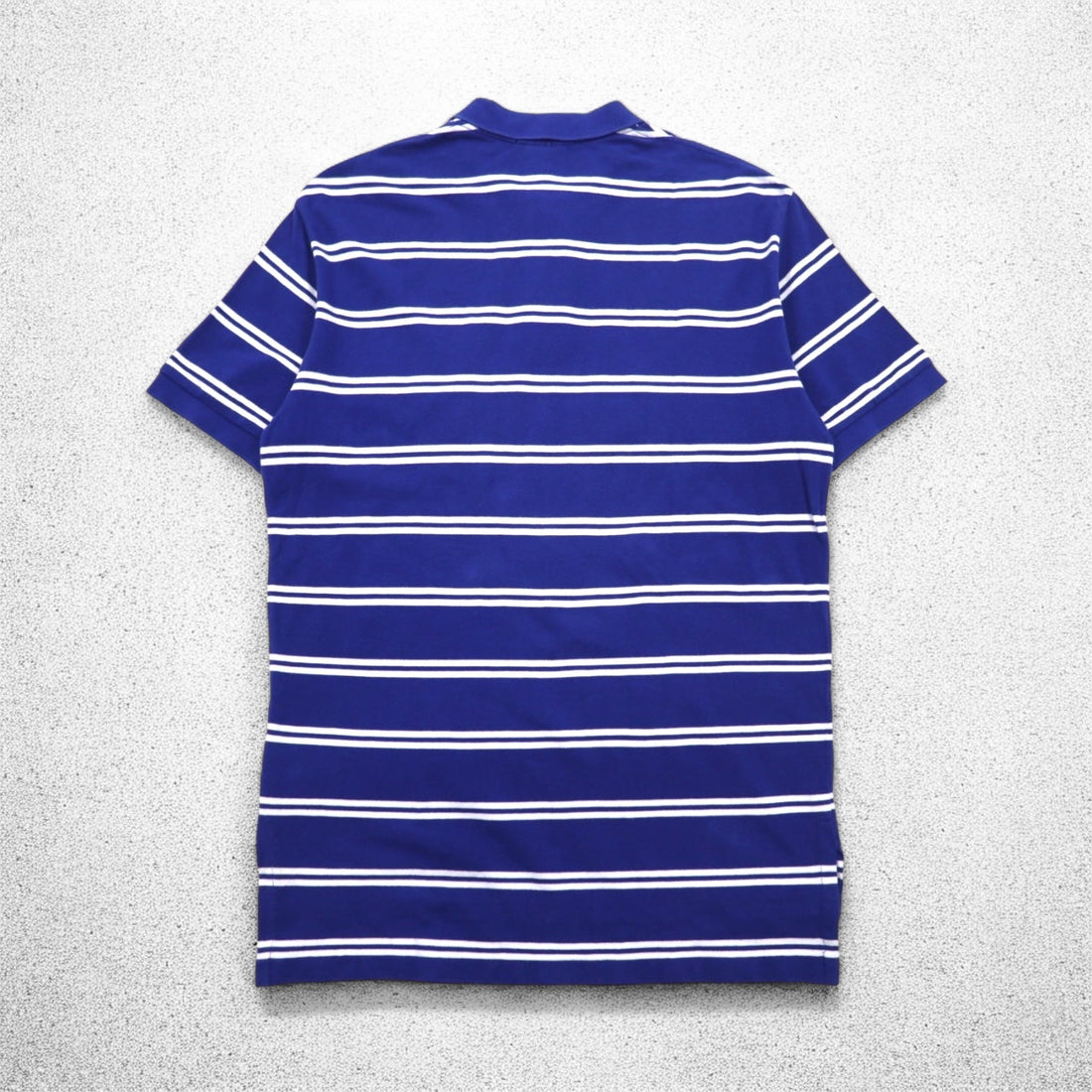 Polo by Ralph Lauren 90s Striped Polo Shirt, Medium, Blue, Cotton, Pique, Small Pony Embroidery