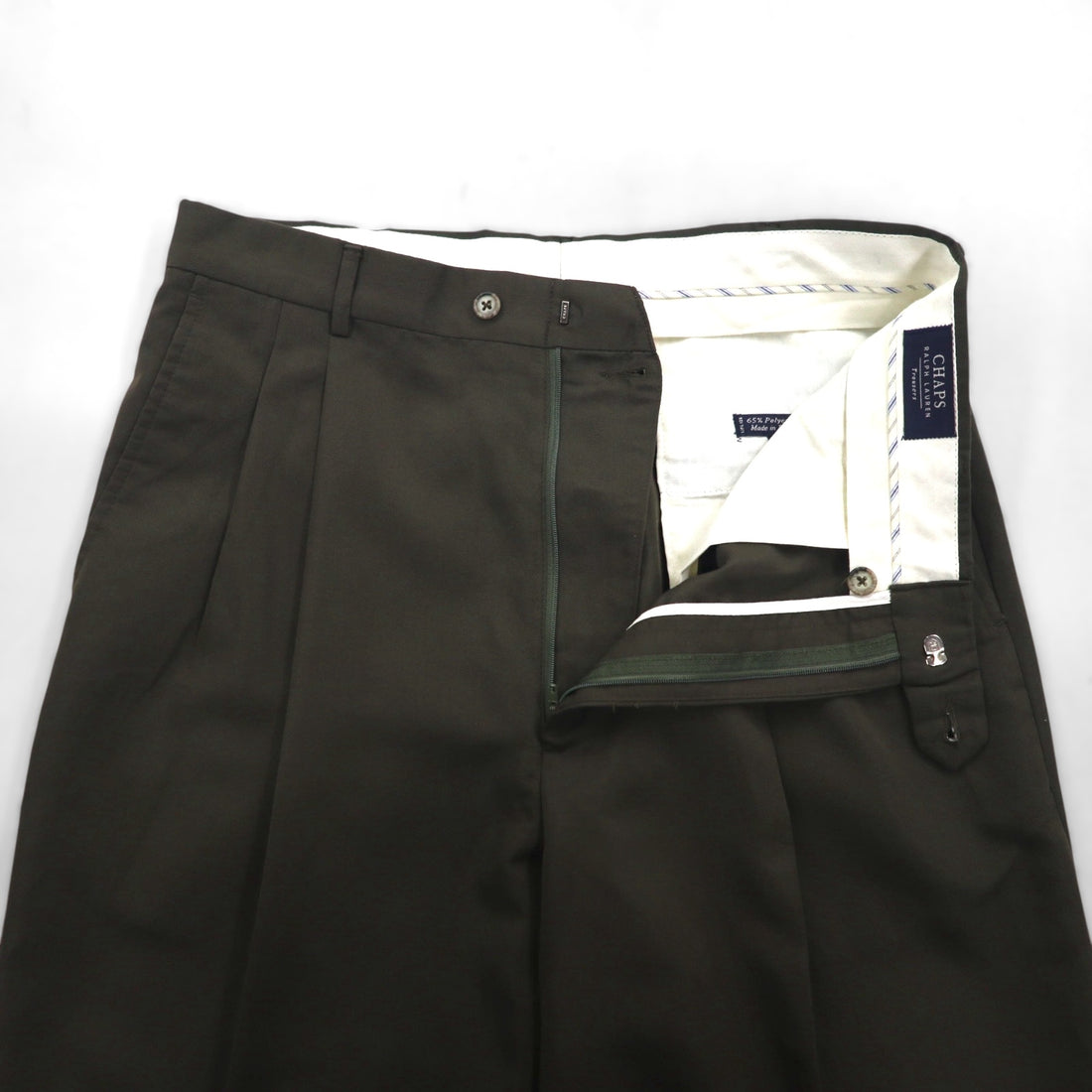 CHAPS RALPH LAUREN 90年代 2タック ワイド スラックスパンツ  L カーキ Trousers