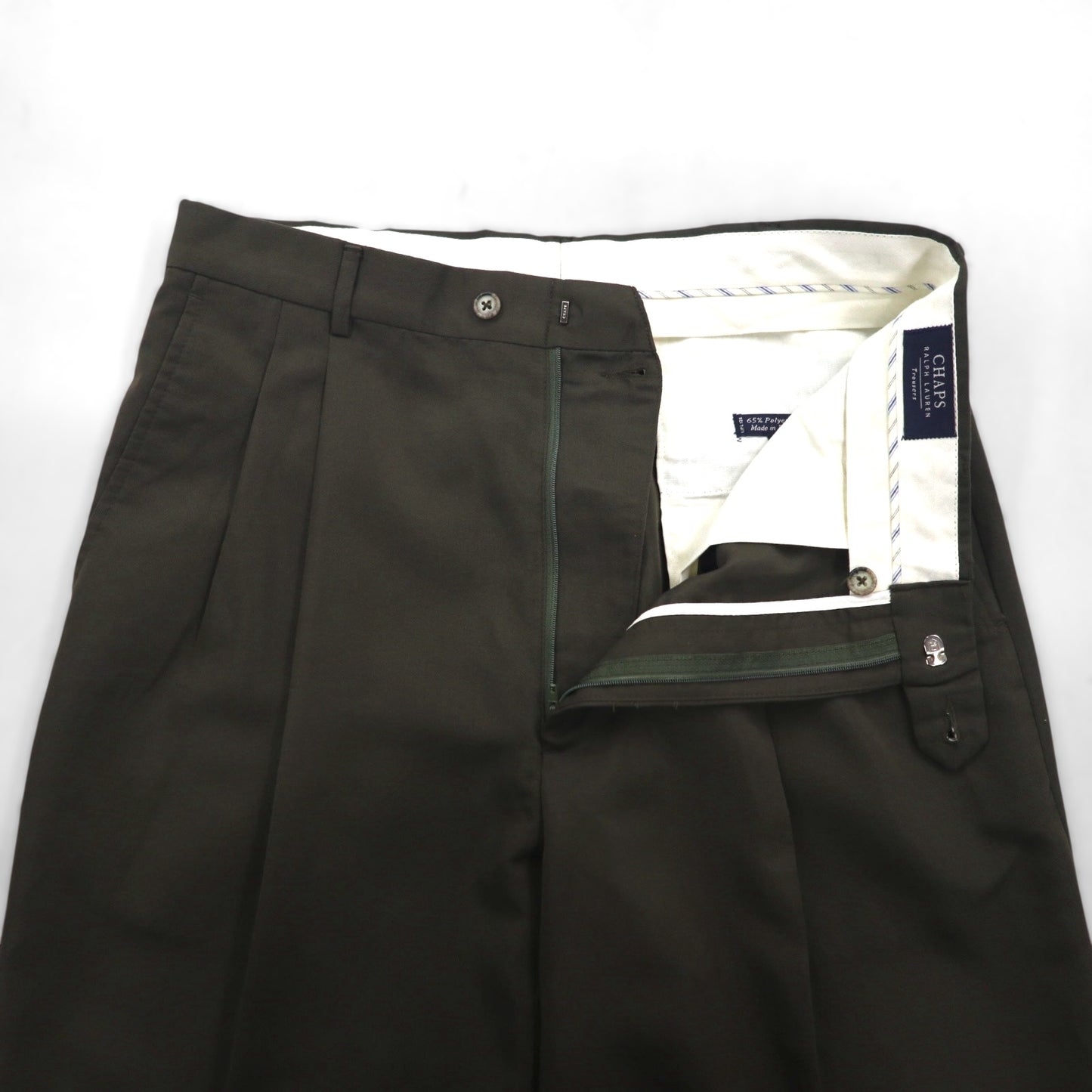 CHAPS RALPH LAUREN 90s 2-pleat wide-leg trousers, size L, khaki