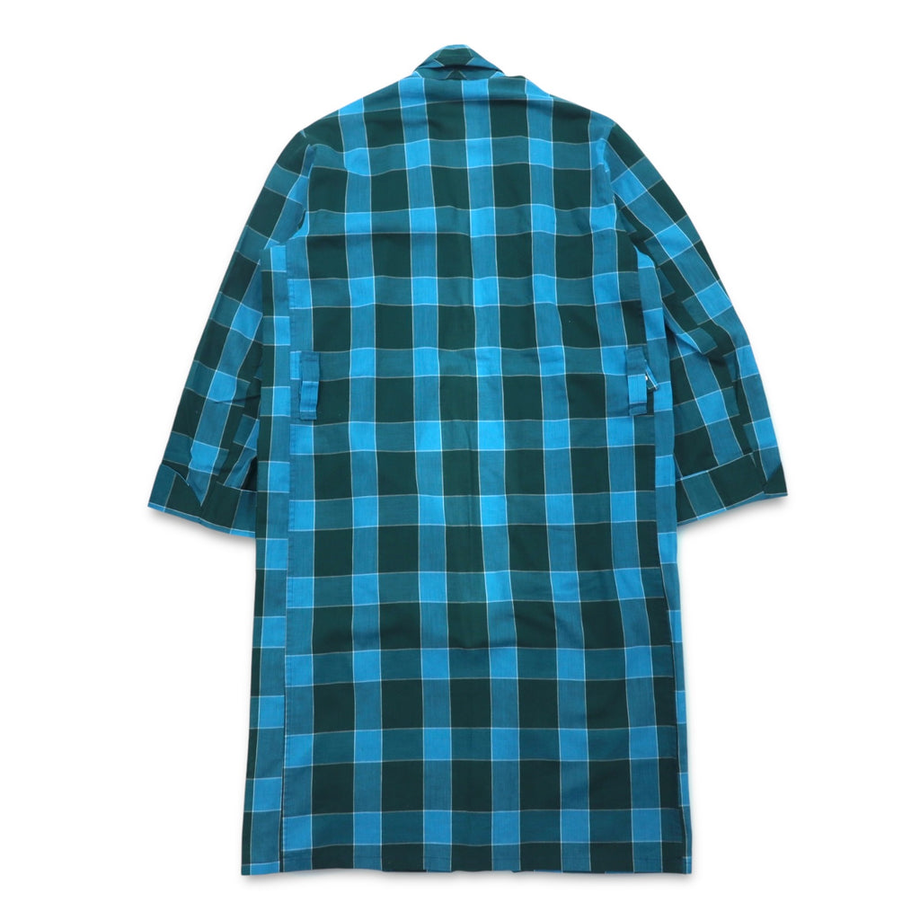Sears 70s Gown Coat M Blue Check Cotton Polyester PERMA PREST