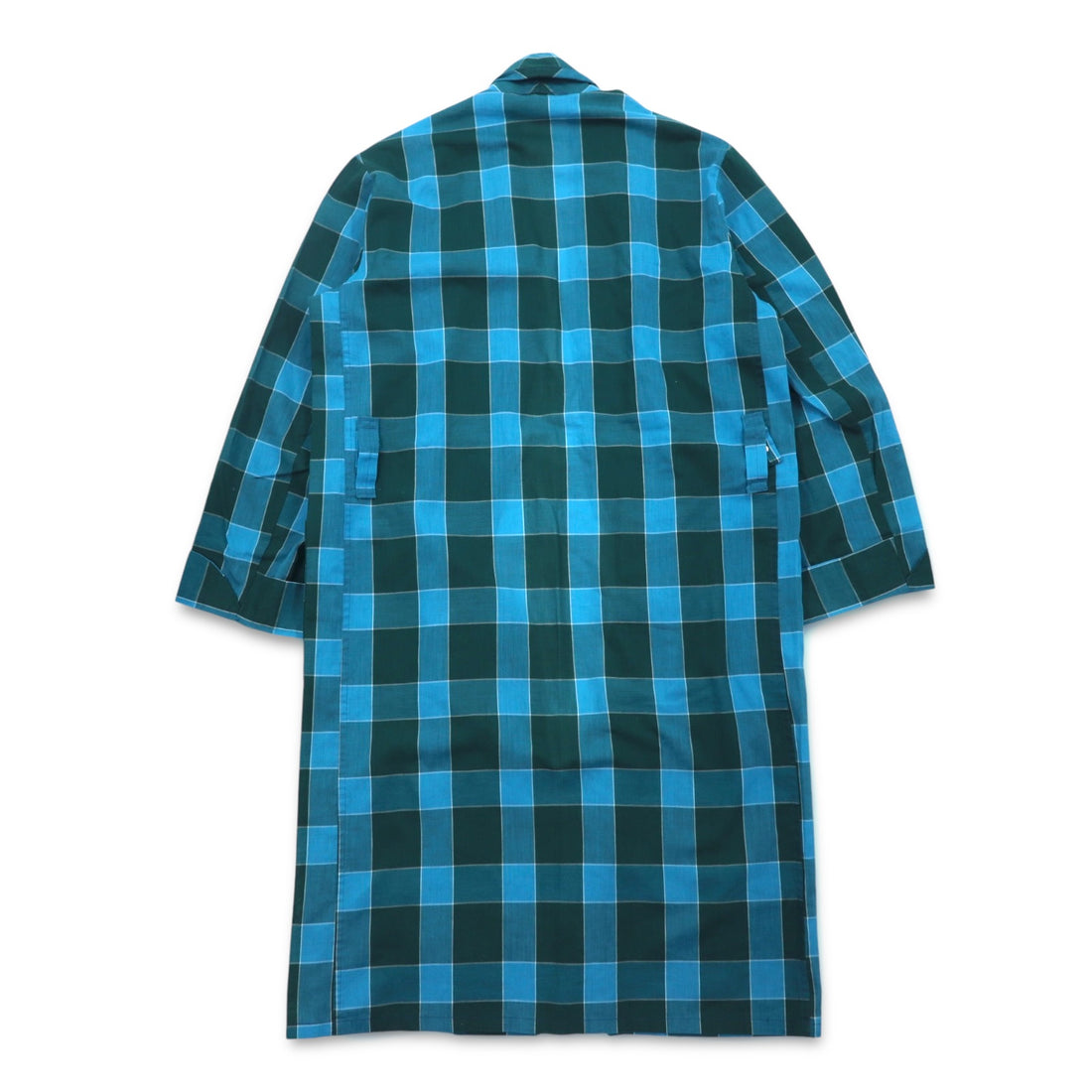 Sears 70年代 ガウンコート M ブルー チェック コットン ポリエステル PERMA PREST