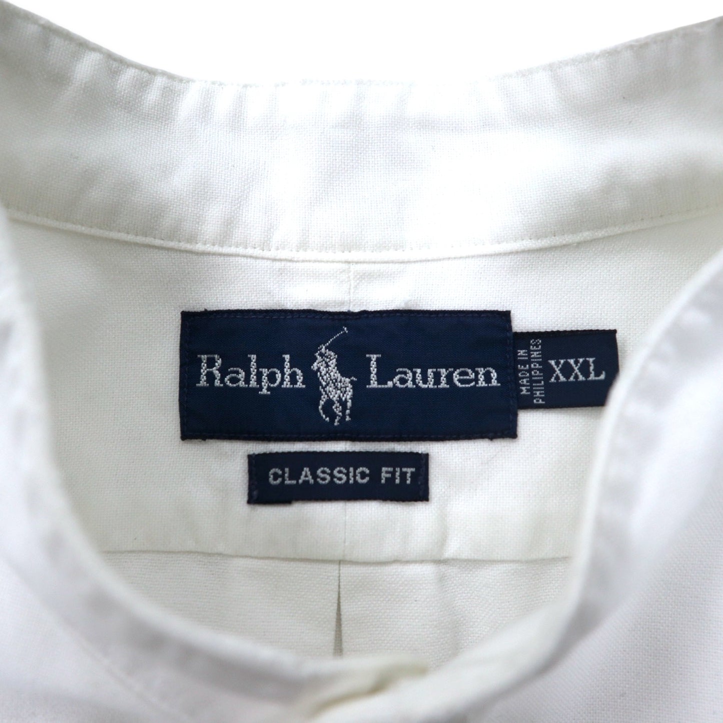 Ralph Lauren オックスフォード バンドカラーシャツ XXL ホワイト コットン CLASSIC FIT スモールポニー刺繍 ビッグサイズ