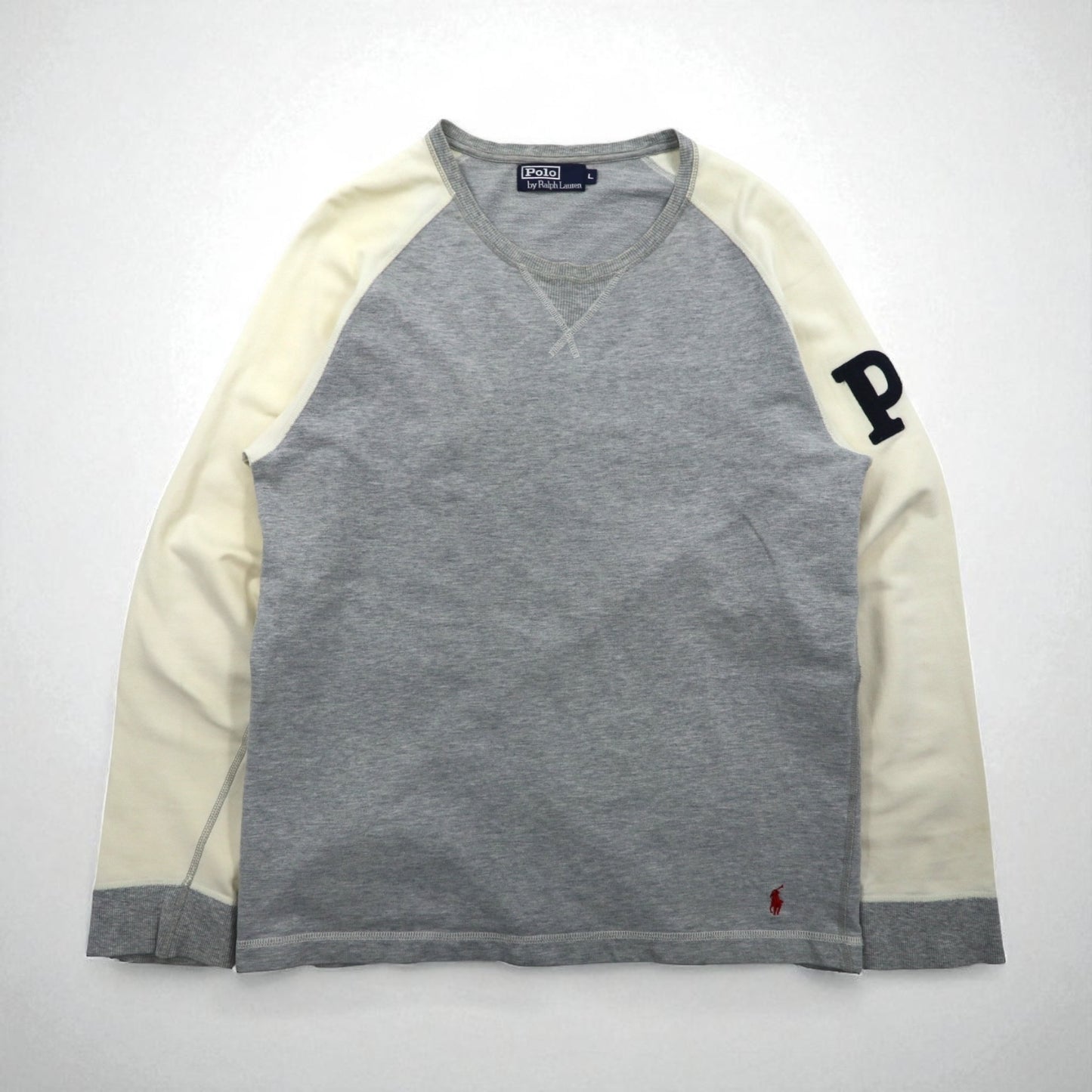Polo Ralph Lauren 90年代 ライトウェイト 前V ラグラン スウェット トレーナー L グレー スモールポニー刺繡