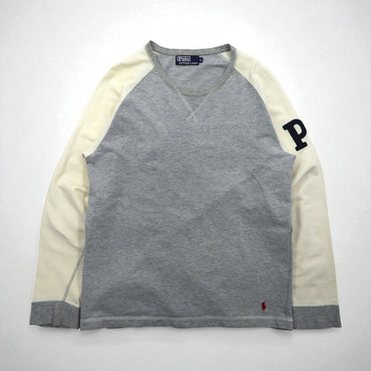 Polo Ralph Lauren 90年代 ライトウェイト 前V ラグラン スウェット トレーナー L グレー スモールポニー刺繡