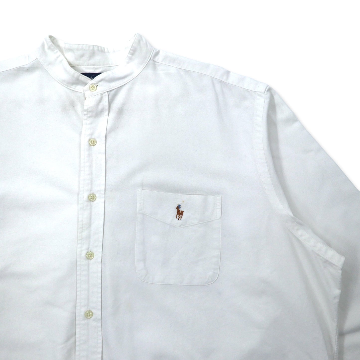 Ralph Lauren オックスフォード バンドカラーシャツ XXL ホワイト コットン CLASSIC FIT スモールポニー刺繍 ビッグサイズ