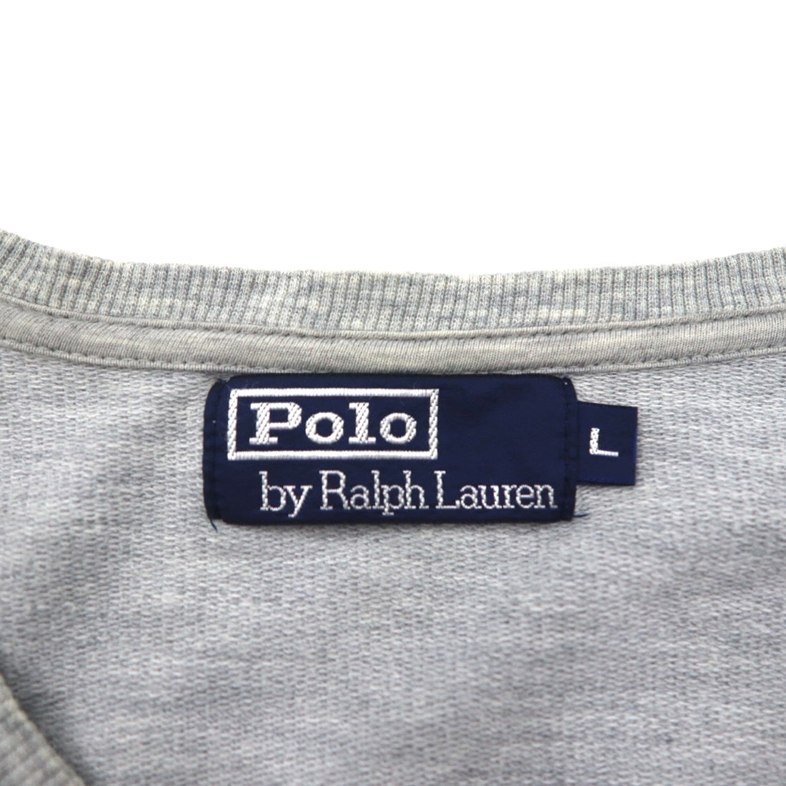 Polo Ralph Lauren 90s Lightweight Raglan V-Neck Sweatshirt, Gray, Size L, with Small Pony Embroidery