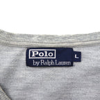 Polo Ralph Lauren 90s Lightweight Raglan V-Neck Sweatshirt, Gray, Size L, with Small Pony Embroidery