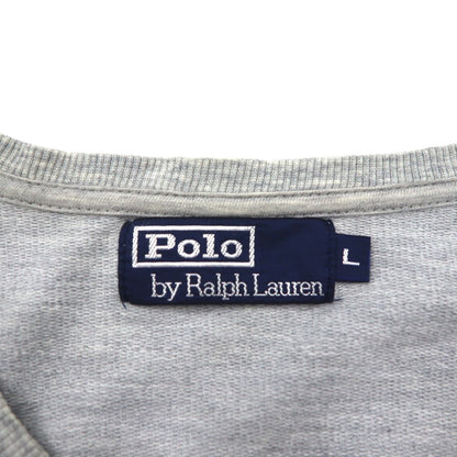 Polo Ralph Lauren 90年代 ライトウェイト 前V ラグラン スウェット トレーナー L グレー スモールポニー刺繡