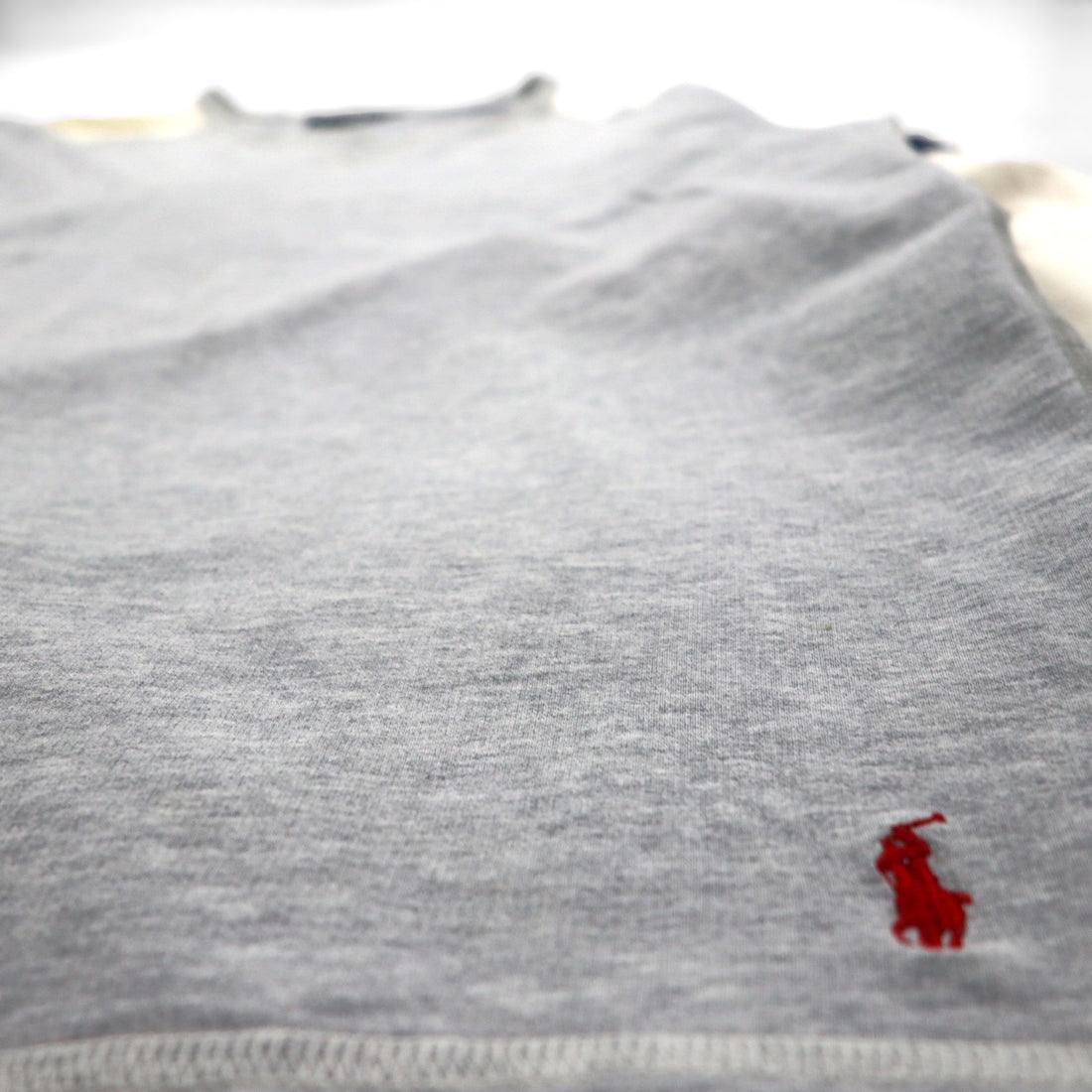 Polo Ralph Lauren 90s Lightweight Raglan V-Neck Sweatshirt, Gray, Size L, with Small Pony Embroidery