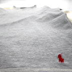 Polo Ralph Lauren 90s Lightweight Raglan V-Neck Sweatshirt, Gray, Size L, with Small Pony Embroidery