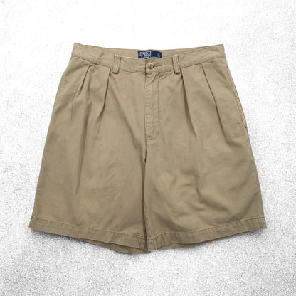 Polo by Ralph Lauren 90年代 ポロチノ TYLER SHORT 2タック ショートパンツ ハーフパンツ M ベージュ コットン