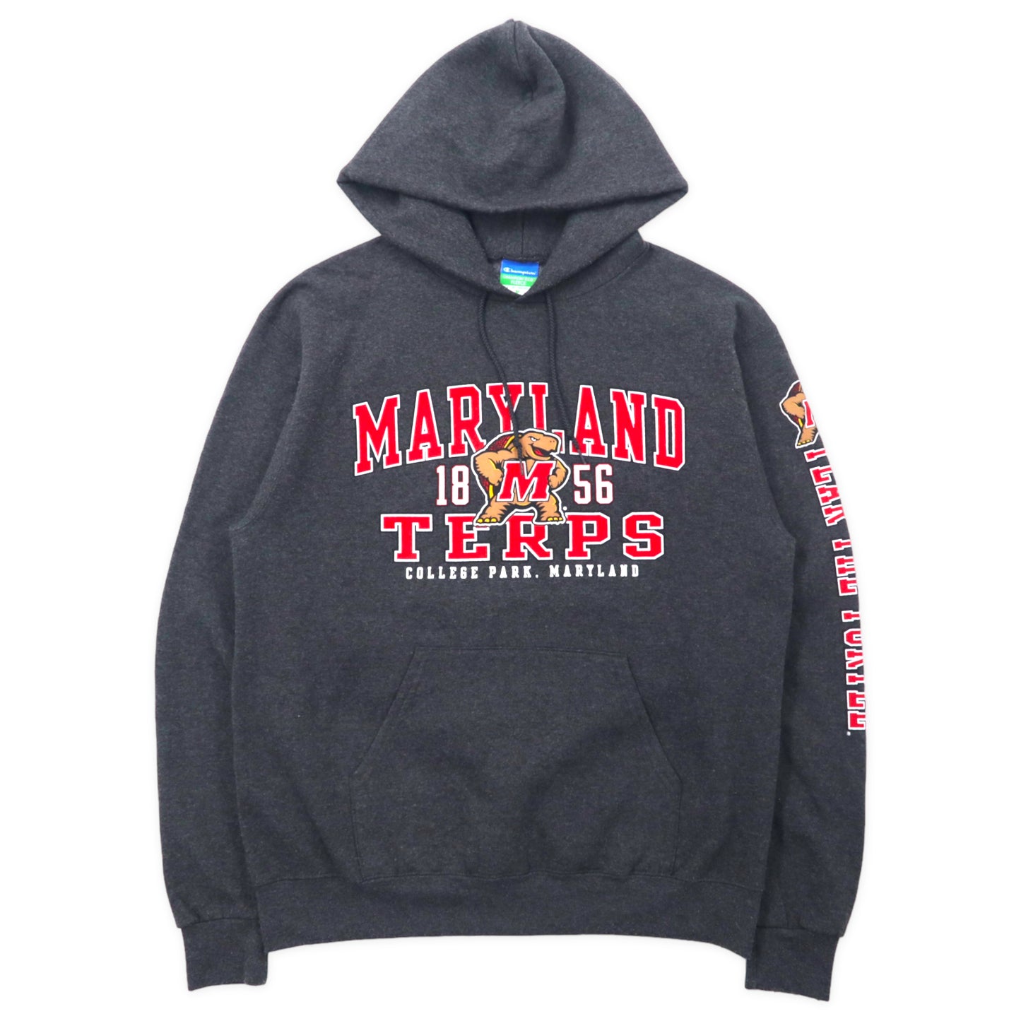 Champion カレッジ プリントパーカー M グレー コットン ポリエステル MARYLAND TERPS 両面プリント