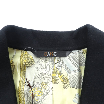 DAKS 日本製 カシミア ダブルブレスト チェスターコート XL ブラック サテン裏地 スカーフ 総柄 未使用品