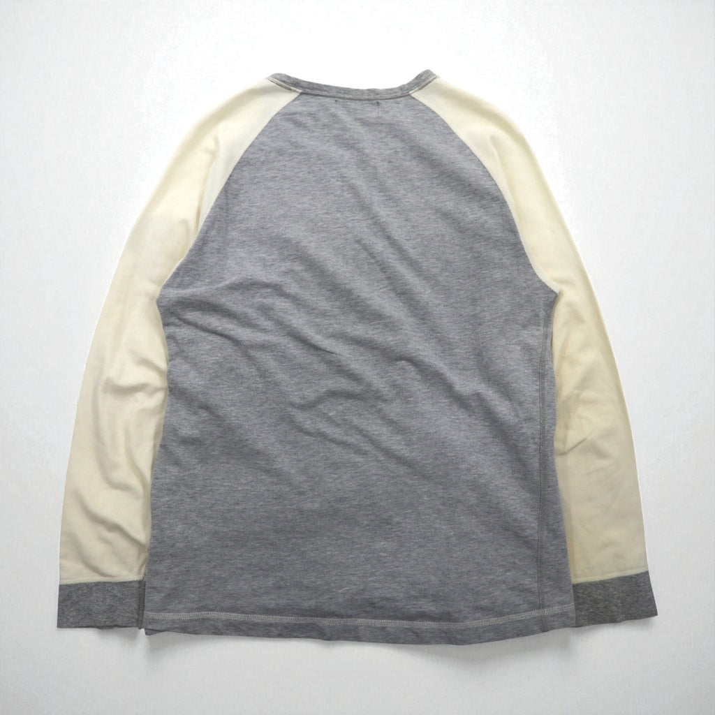 Polo Ralph Lauren 90s Lightweight Raglan V-Neck Sweatshirt, Gray, Size L, with Small Pony Embroidery