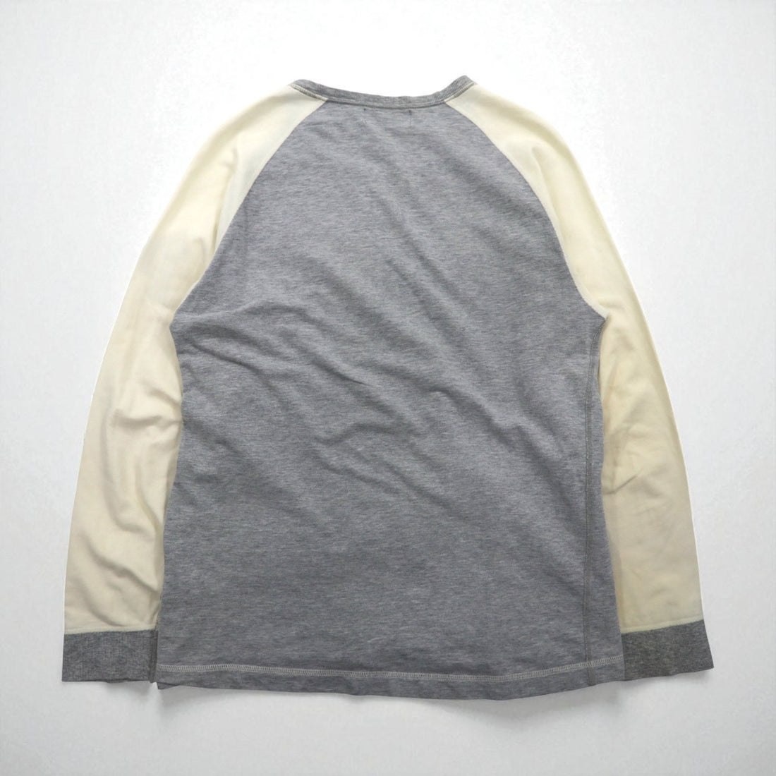 Polo Ralph Lauren 90s Lightweight Raglan V-Neck Sweatshirt, Gray, Size L, with Small Pony Embroidery
