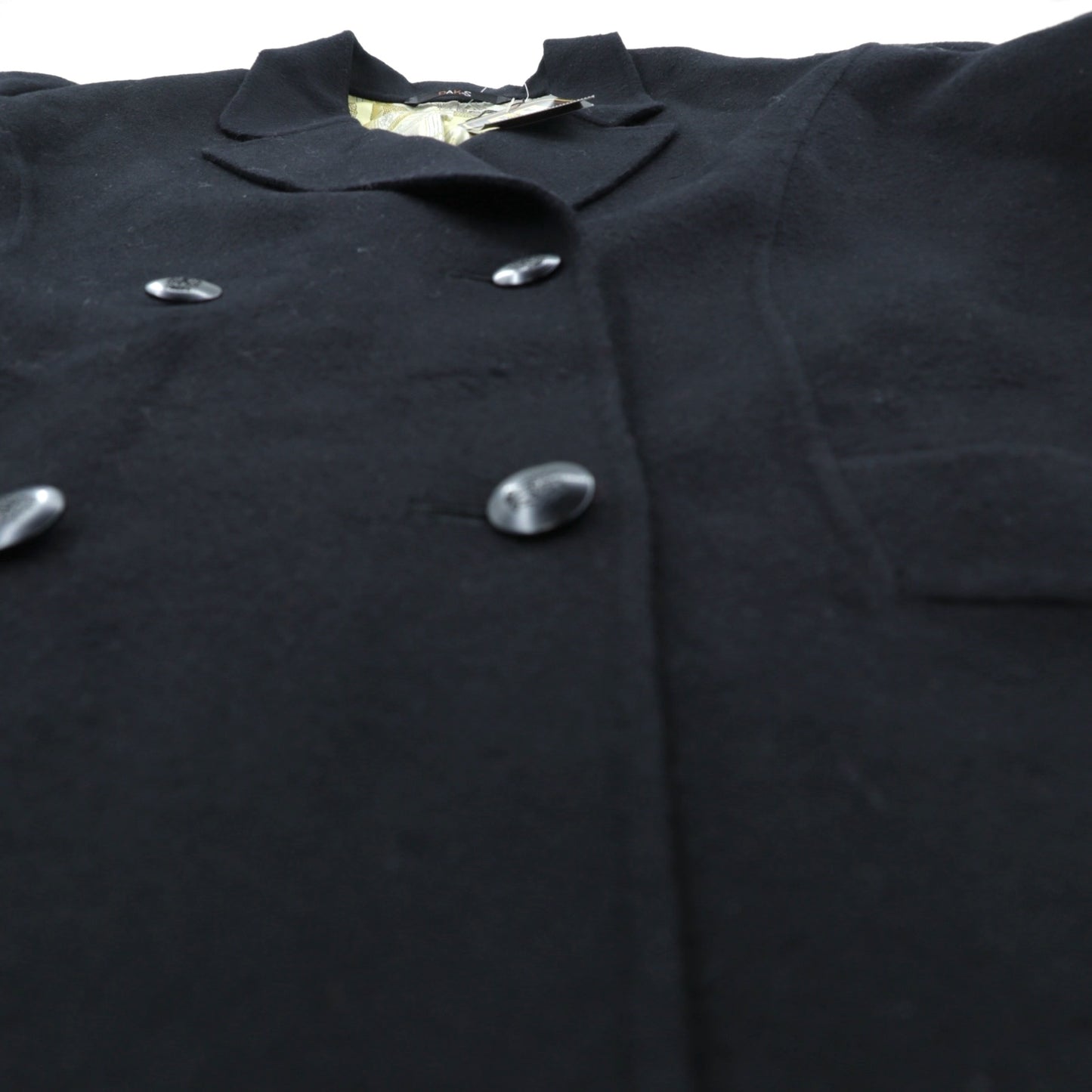 DAKS 日本製 カシミア ダブルブレスト チェスターコート XL ブラック サテン裏地 スカーフ 総柄 未使用品