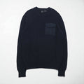 A|X ARMANI EXCHANGE コマンドセーター リブニット L ネイビー フラップ 胸ポケット