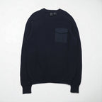 A|X ARMANI EXCHANGE コマンドセーター リブニット L ネイビー フラップ 胸ポケット