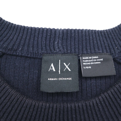 A|X ARMANI EXCHANGE コマンドセーター リブニット L ネイビー フラップ 胸ポケット