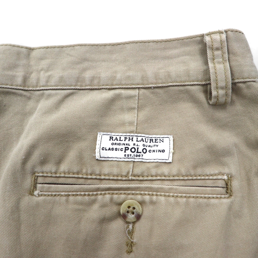 Polo by Ralph Lauren 90年代 ポロチノ TYLER SHORT 2タック ショートパンツ ハーフパンツ M ベージュ コットン