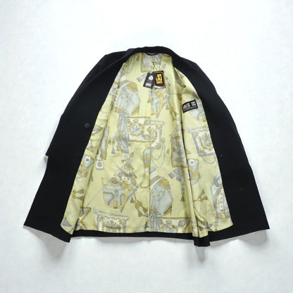 DAKS 日本製 カシミア ダブルブレスト チェスターコート XL ブラック サテン裏地 スカーフ 総柄 未使用品