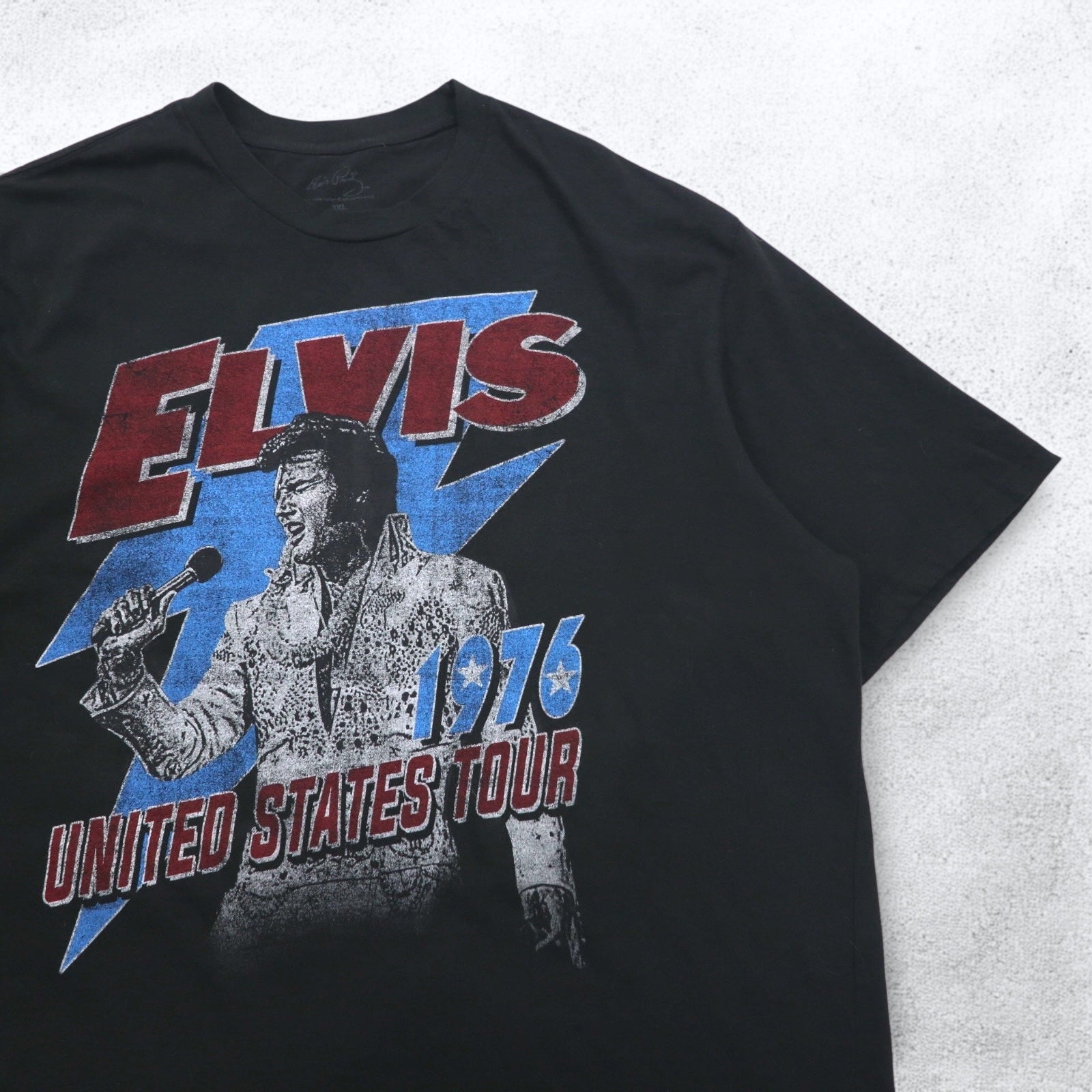 ELVIS PRESLEY エルヴィスプレスリー ミュージック アーティスト Tシャツ 3XL ブラック コットン UNITED STATES TOUR 1976