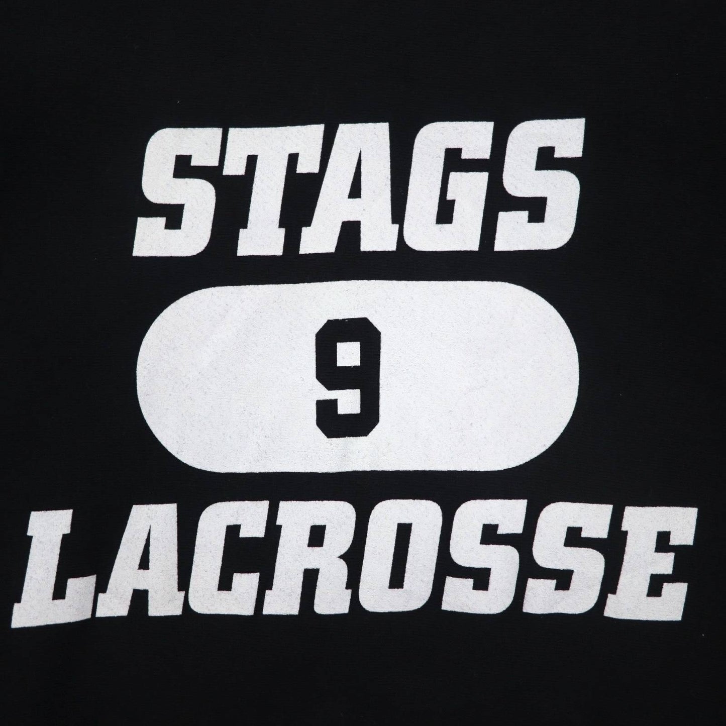 Champion Reverse Weave College Sweatshirt, XL, Black, Fleece Lining, STAGS LACROSSE, 3-Layer Print, Made in Mexico