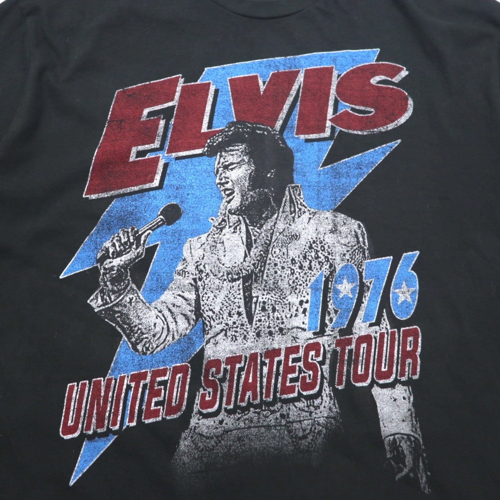 ELVIS PRESLEY エルヴィスプレスリー ミュージック アーティスト Tシャツ 3XL ブラック コットン UNITED STATES TOUR 1976
