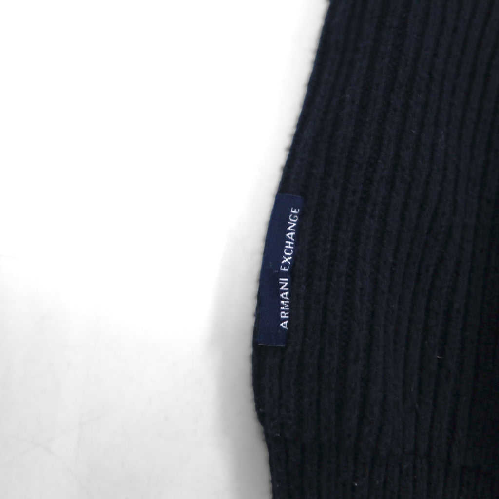 A|X ARMANI EXCHANGE コマンドセーター リブニット L ネイビー フラップ 胸ポケット