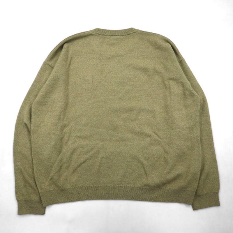 LACOSTE クルーネック セーター ニット L ベージュ ウール ワンポイントロゴ