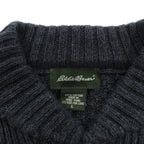 Eddie Bauer ヘンリーネック リブニット セーター L グレー コットン
