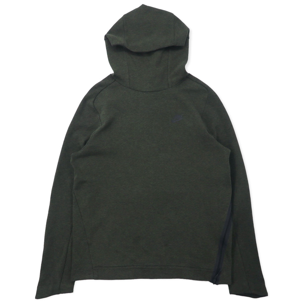 日本然リトテ-古着オンライン-NIKE テックフリース プルオーバーパーカー M カーキ コットン サイドスリット Tech Fleece Pullover Hoodie 832116-331-NIKE Tech Fleece Pullover Hoodie M Khaki Cotton Side Slit Tech Fleece Pullover Hoodie 832116-331