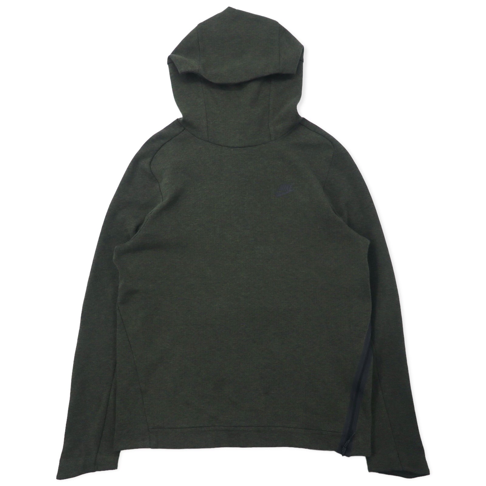 日本然リトテ-古着オンライン-NIKE テックフリース プルオーバーパーカー M カーキ コットン サイドスリット Tech Fleece Pullover Hoodie 832116-331-NIKE Tech Fleece Pullover Hoodie M Khaki Cotton Side Slit Tech Fleece Pullover Hoodie 832116-331