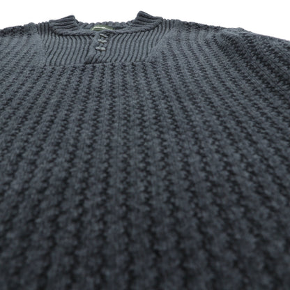 Eddie Bauer ヘンリーネック リブニット セーター L グレー コットン