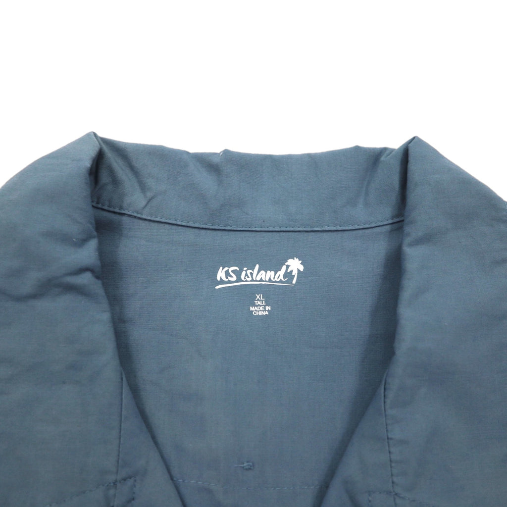KS island open collar Cuban shirt XL grey polyester cotton embroidery