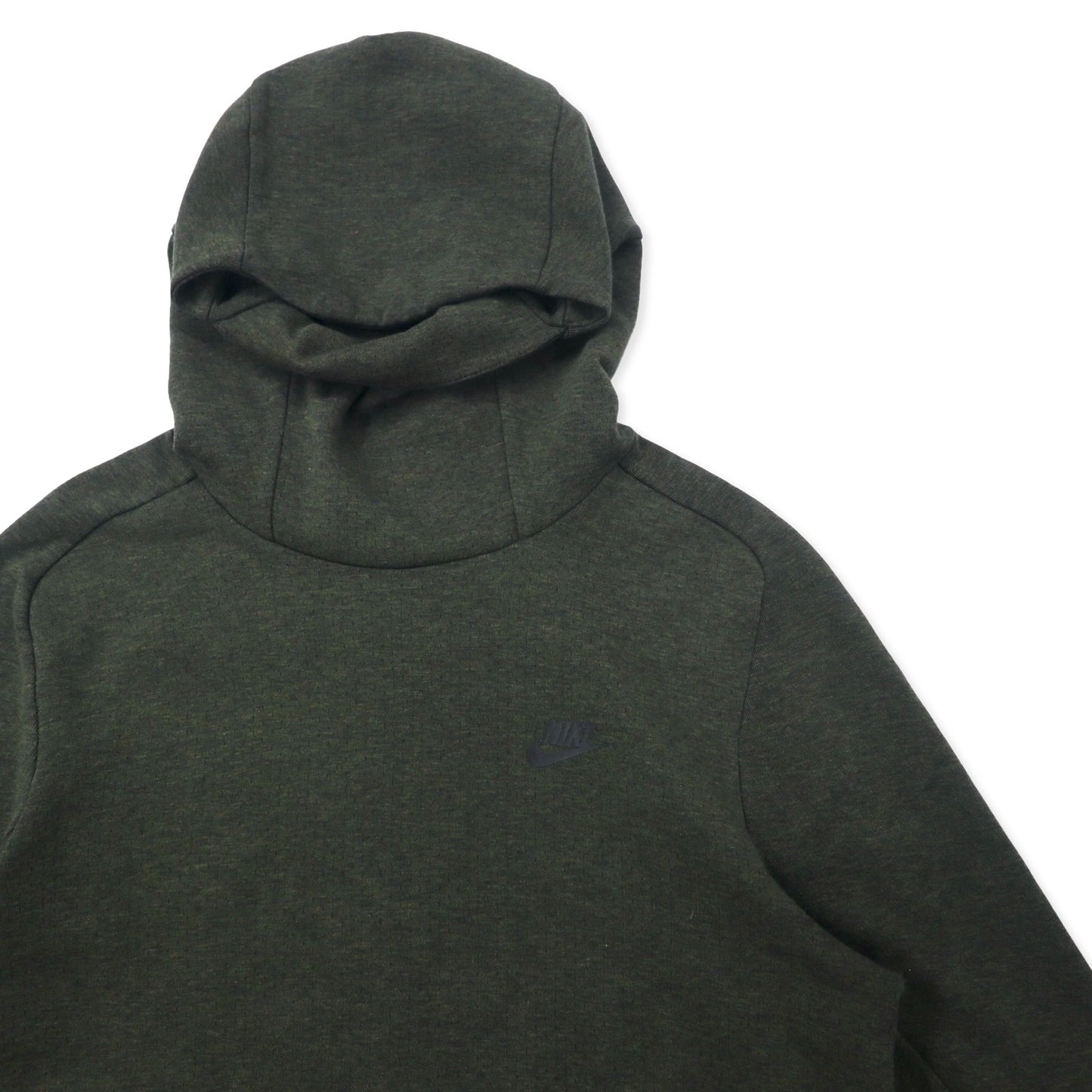 NIKE テックフリース プルオーバーパーカー M カーキ コットン サイドスリット Tech Fleece Pullover Hoodie 832116-331