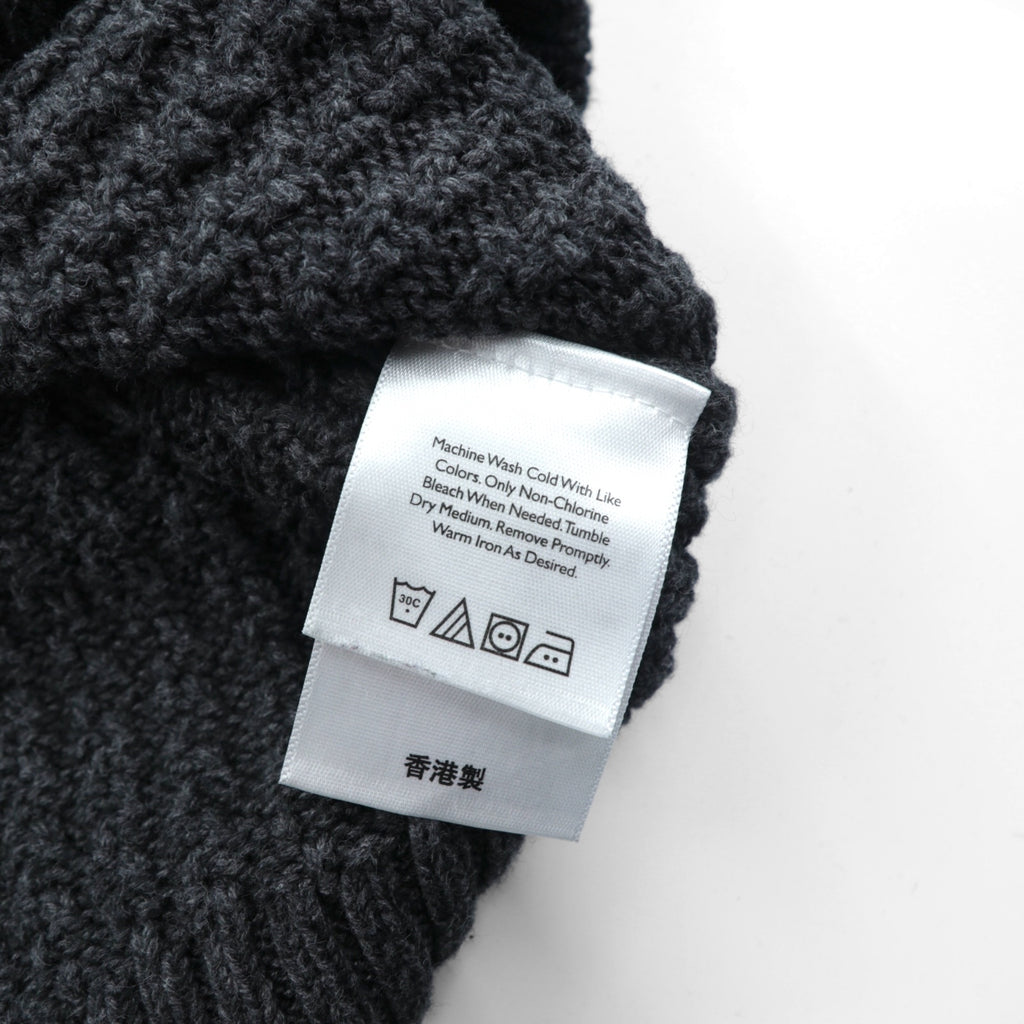 Eddie Bauer ヘンリーネック リブニット セーター L グレー コットン