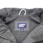 LANDS'END fleece lined shell jacket nylon jacket M grey nylon drawcord waterproof OEKO-TEX