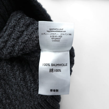 Eddie Bauer ヘンリーネック リブニット セーター L グレー コットン