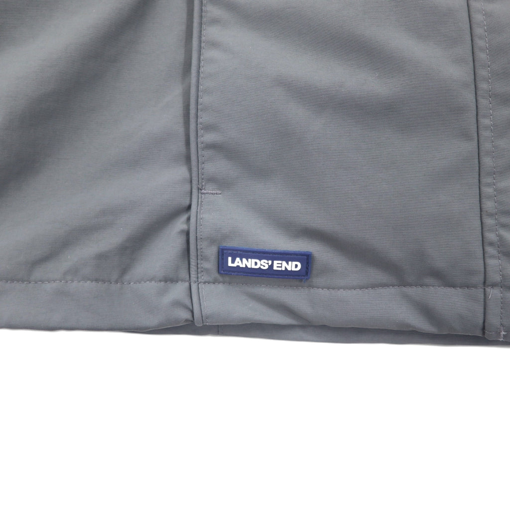 LANDS'END fleece lined shell jacket nylon jacket M grey nylon drawcord waterproof OEKO-TEX
