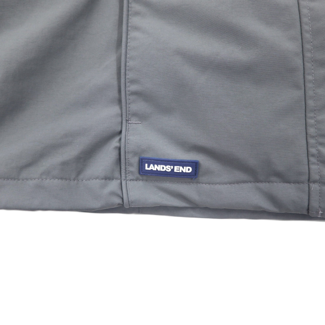 LANDS'END fleece lined shell jacket nylon jacket M grey nylon drawcord waterproof OEKO-TEX