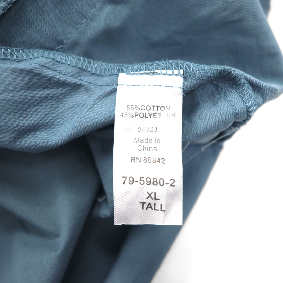 KS island open collar Cuban shirt XL grey polyester cotton embroidery