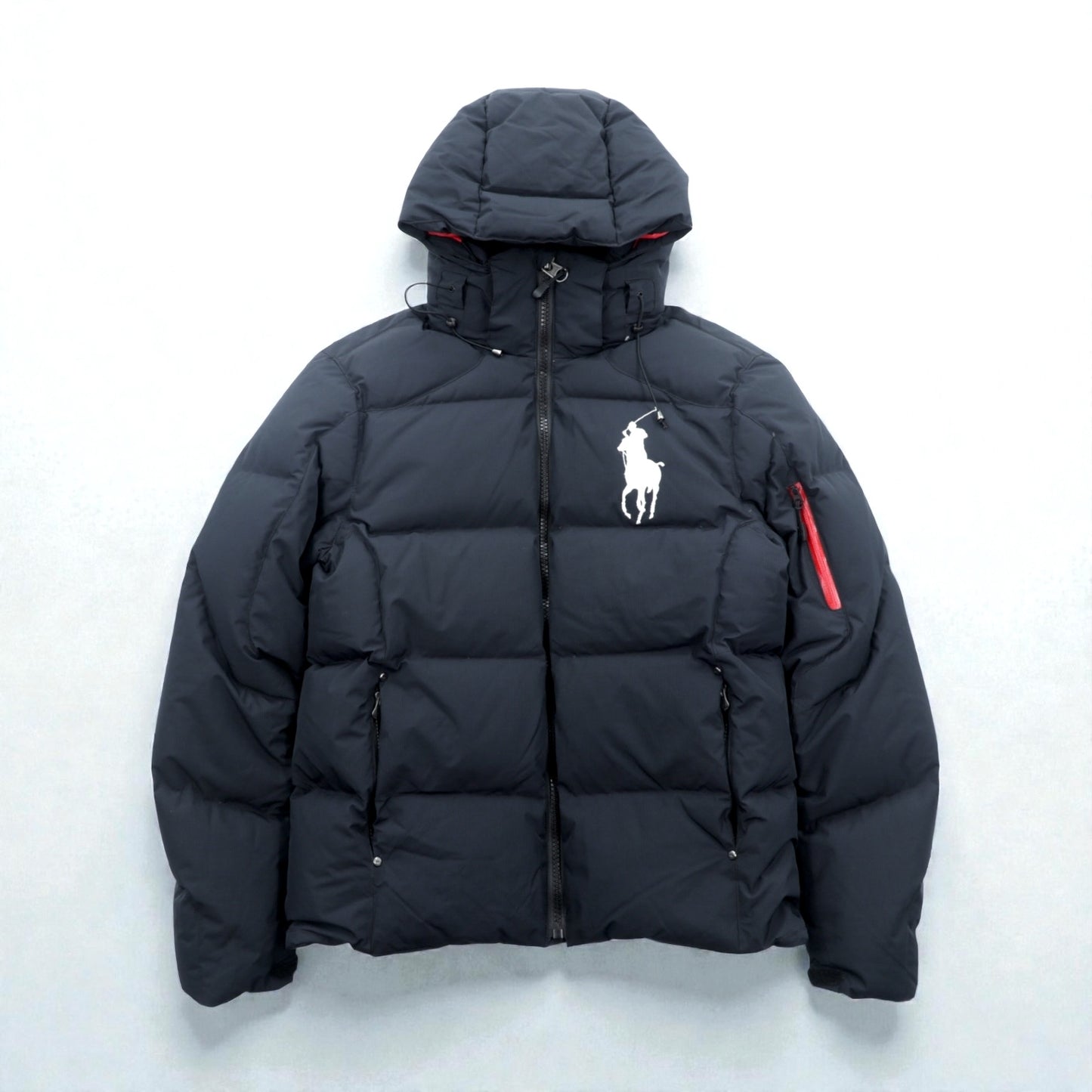 Polo Ralph Lauren ビッグポニー ハイネック ダウンジャケット S ブラック フード着脱 ドローコード