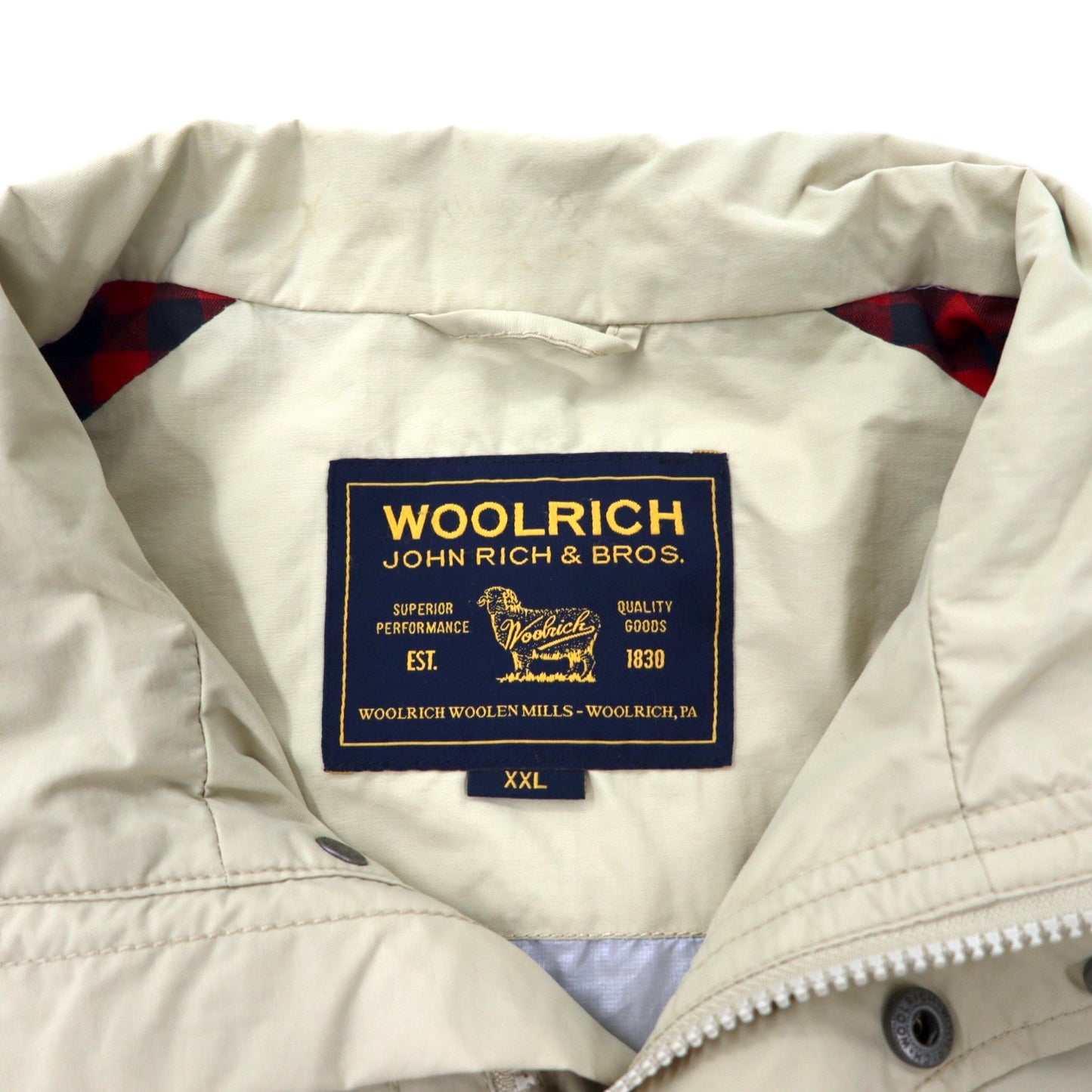 WOOLRICH モーターサイクルジャケット ライダースジャケット XXL ベージュ ナイロン エポレット