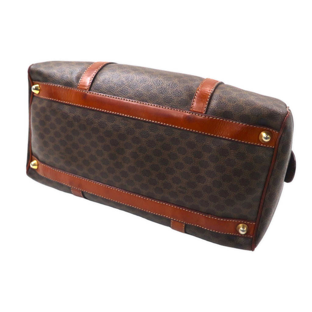 CELINE Made in Italy Macadam Mini Boston Bag Handbag Brown PVC Leather M10 Old