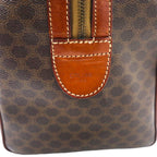 CELINE Made in Italy Macadam Mini Boston Bag Handbag Brown PVC Leather M10 Old