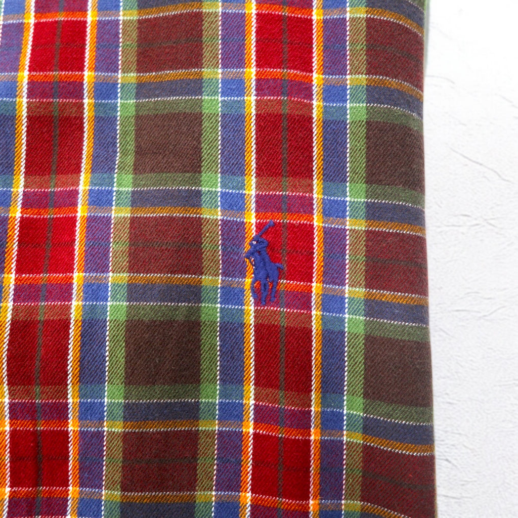Ralph Lauren 90年代 ボタンダウンシャツ L TALL レッド チェック スモールポニー刺繍 ビッグサイズ