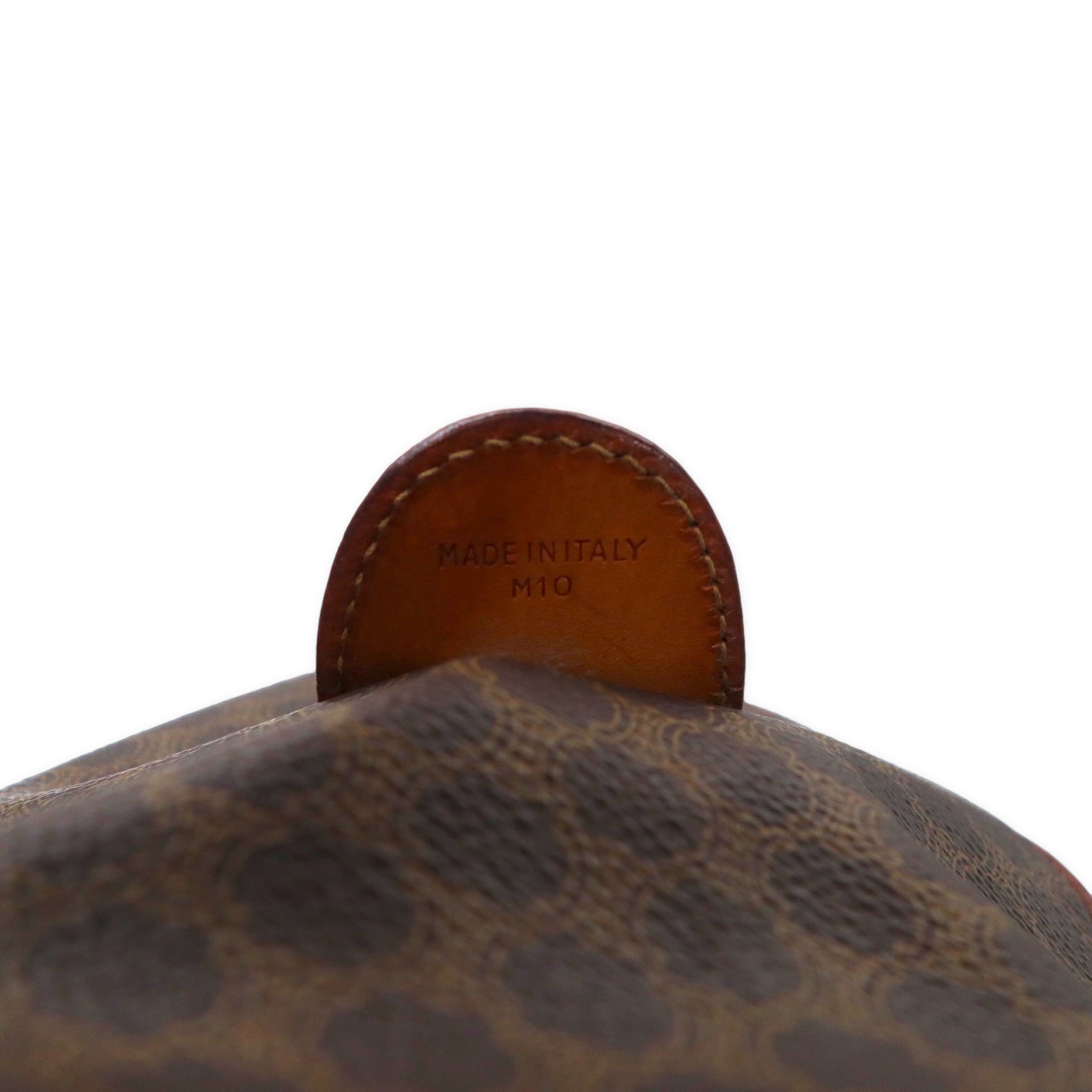 CELINE Made in Italy Macadam Mini Boston Bag Handbag Brown PVC Leather M10 Old