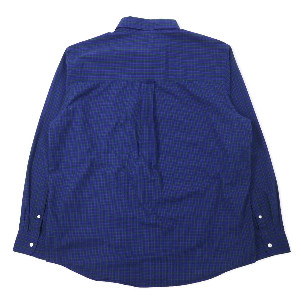 CHAPS Button-down Shirt, XL, Navy, Check, Cotton, EASY CARE, One-point logo embroidery