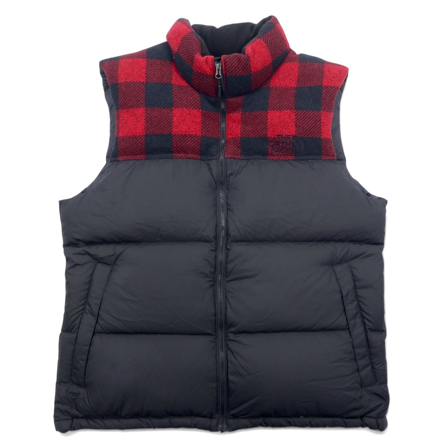 THE NORTH FACE ヌプシ ダウンベスト XXL ブラック レッド バイカラー チェック 切替 US規格 NOVELTY NUPTSE VEST NF0A35EA